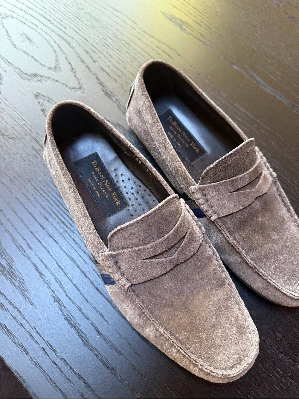 To Boot New York Cassidy Taupe Suede Penny Loafers Men’s 9.5